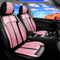 Fit Tahoe Car Seat Covers for Select Chevrolet/Chevy Tahoe 2000-2025 2026 - Full Coverage Leather, Waterproof & All Weather Seat Cushion Protector, Black+Pink