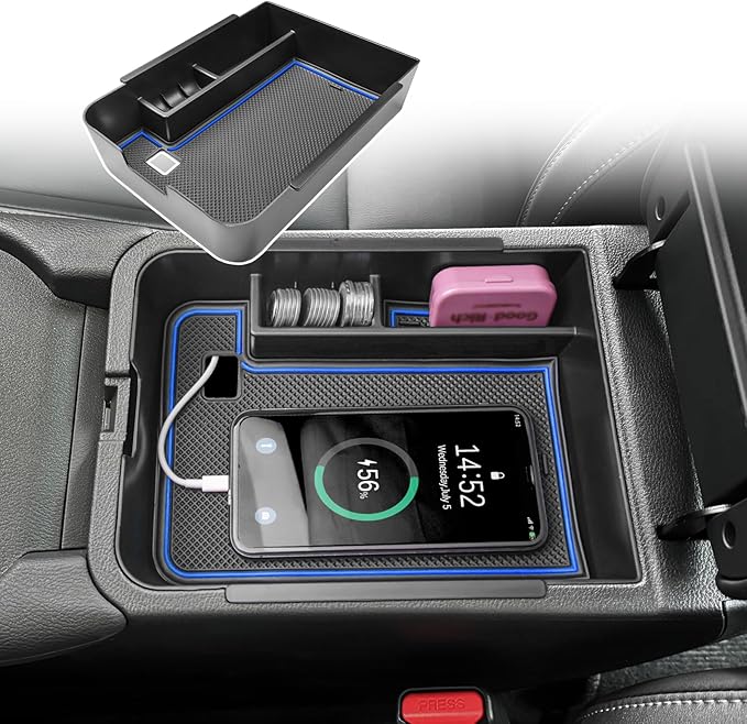 Center Console Organizer Tray Compatible with Nissan Sentra 2020 2021 2022 2023 2024 2025 Accessories, Middle Console Organizer for 2020-2025 Sentra Armrest Storage Box Coin Holder, blue trim