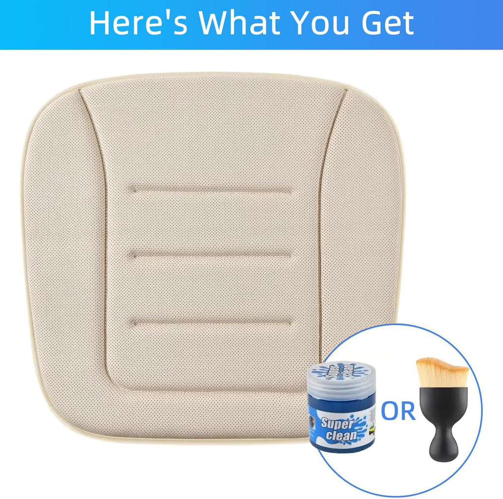KAYI Car Seat Cushion, Memory Foam Car Seat Cushion, Anti Slip Rubber Bottom Car Seat Cushions for Driving, Suitable for Car and Office Chairs (Cream)