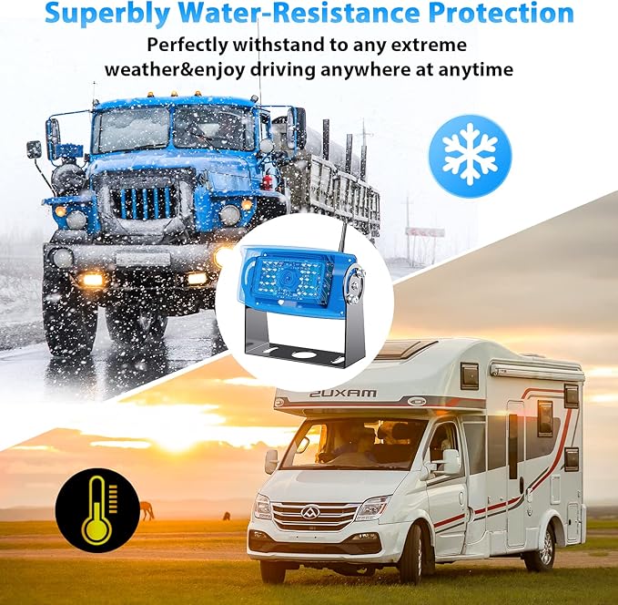 eRapta Wireless Backup Camera System AWX101, Stable Signal 10'' HD with Quad Split Monitor Recording, IP69K Rear View Camera for Truck Trailer Van etc