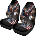 ELEQIN Car Front Seat Covers, Eagle America Flag Universal Seat Protector, Full Cover Fit Most Truck, SUV, Van Interior Decor