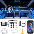 LED Lights for Car Interior - 5 in 1 Wireless Ambient Lighting Kit with 236" Fiber Optic, 16 Million Colors, APP Music Sync - Car Neon Lights for Cars, Trucks, SUVs（Cigarette）
