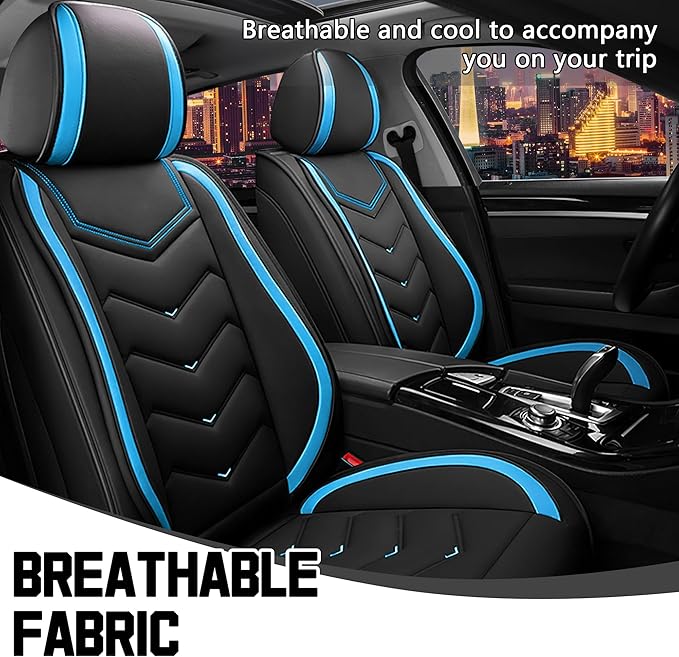 CTDS Car Seat Covers for Chevy Trax 2015-2026, Stylish Sport Seat Cover, Premium Nappa Leather Car Seat Cover. Automobile Seat Covers Sets.(Standard 2 Seats/Black Blue)