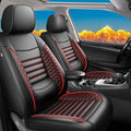 Fit Prius Car Seat Covers for Toyota Prius 2001-2024 2025 2026 - Upgraded Premium Waterproof & Breathable Leather, Airbag Compatible, All-Weather Seat Cushion Protector (2 Front/Black+Red)