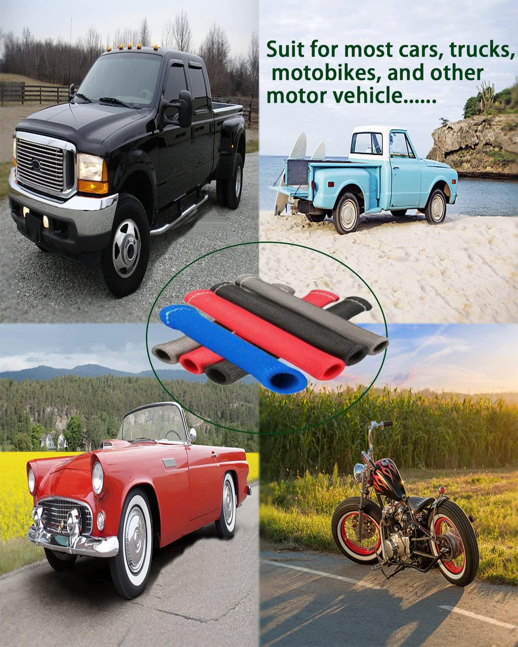 Spark Plug Wire Heat Shield - 8 PCS 2500° Spark Plug Wire Boots Protector, 6 Inches Spark Plug Heat Sleeve Protection Cover Replacement for LS1 / LS2 SBC BBC 350 454 Car Truck, Yellow