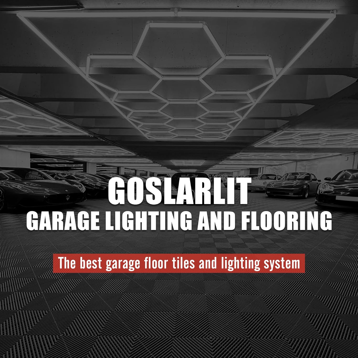 15.7"x15.7" Garage Flooring Tiles, Non-Slip Interlocking Plastic Garage Floor Mat, Garage Organization & Garage Storage, Vented Pattern (red, 25pcs)