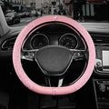 Road Comforts Leopard Steering Wheel Cover - Made with PVC Leather Cheetah Print, D-Shaped Automotive Steering Wheels - Anti-Slip, Universal Fit 14 1/2 inches to 15 inches - Full Pink