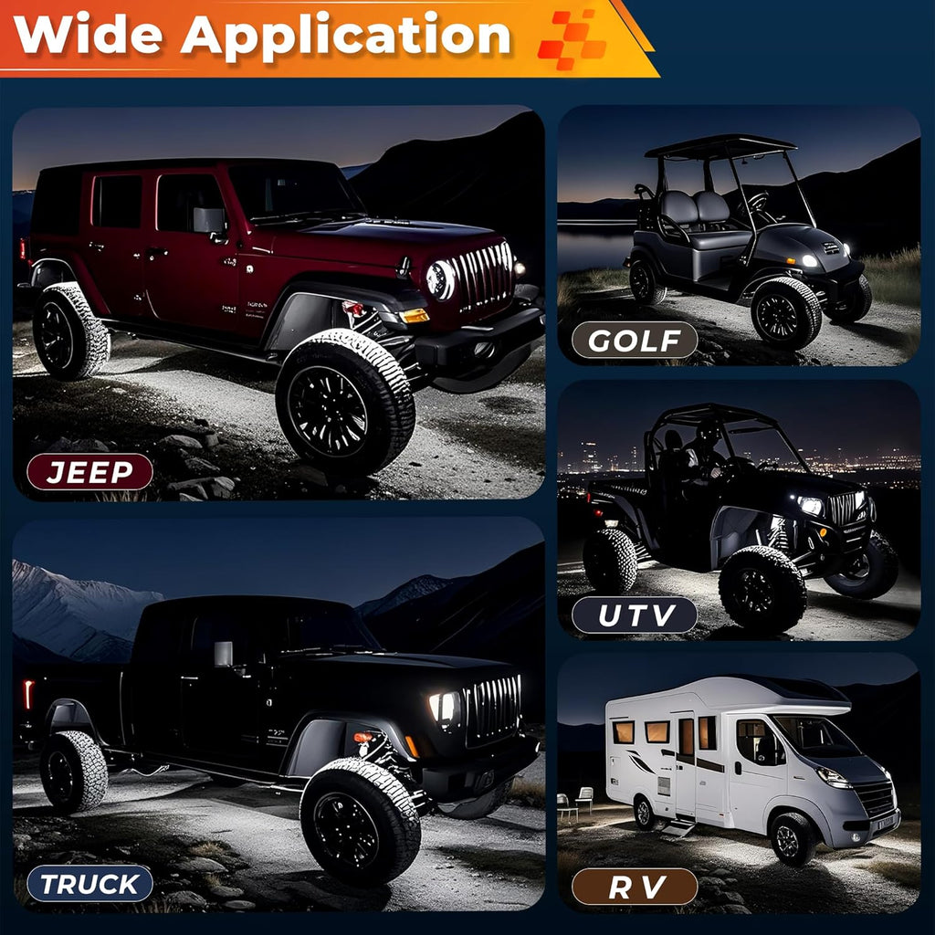 30 Pods Pure White LED Rock Lights Kit with Switch Wiring Harness,6500K 810 LEDs Bright Rock Lights for Trucks,Waterproof Underglow Light for Car Jeep Off Road ATV UTV SUV