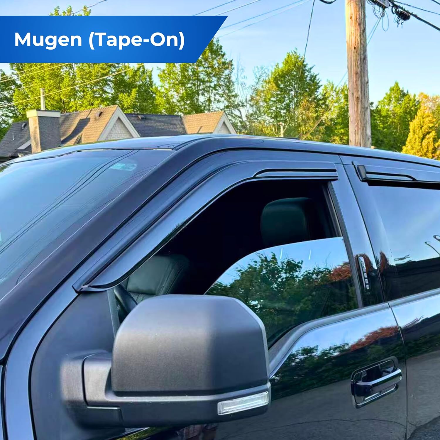 KPY Window Visor Rain Guard for 2015-2025 Ford F150 SuperCrew, Tape-On Deflectors Vent Visor for 2017-2025 F150 Raptor F250 F350 F450 F550 SuperDuty Crew, 2016 2017 2018 2019 2020 2021 2022 2023 2024