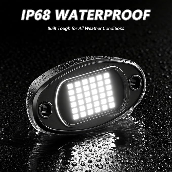 LED Rock Lights for Trucks 24 Pods, 6000K White Underglow Light Kit with 36 LEDs SMD Chips, IP68 Waterproof Neon Underbody Lighting for SUV UTV ATV RZR Car Boat Off Road 4x4