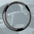 FH Group Universal Fit Perforated Genuine Leather Steering Wheel Cover Fits Most Cars, SUVs, Gray Black