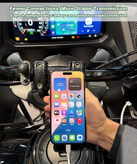 Headset Bypass Activate Cable for Motorcycle CarPlay Activation, USB-A to 8Pin CarPlay Adapter for Motorcycle, Compatible with Harley, Honda Gold Wing, Indian Motorcycles