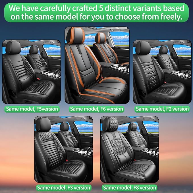Fit Tucson Car Seat Covers for Hyundai Tucson 2010-2024 2025 2026 -Upgraded Premium Waterproof & Breathable Leather,Airbag Compatible,All-Weather Seat Cushion Protector,Full Set,Black-Brown