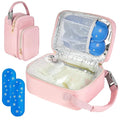 Breastmilk Cooler Travel bag with Ice Pack,Portable Breastmilk Cooler Bag with Buckle Handle,Insulated Breastmilk Storage Bag Cooler,Pink