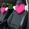 2 Pack Heart Shaped Cute Car Headrest Pillow with Angel Wings - Comfortable Soft Head Rest Cushion Kawaii Car Accessories Neck Pillow for Driving Travelling Office Home Decor - Rose Red Love Heart