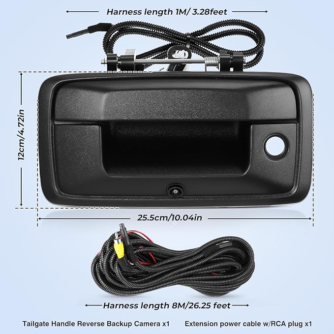 Tailgate Handle Backup Camera Fit for Chevy Silverado 2014-2018,Fit for GMC Sierra 2500HD 3500HD Canyon 2015-2018 Tailgate Reversing Rear View Park Assist Camera RCA Plug Replaces 23448681