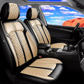 Fit Impala Car Seat Covers for Chevrolet/Chevy Impala 2000-2020, Premium Full Coverage Leather, Airbag Compatible, Waterproof All Weather Breathable Seat Protector, Full Set, Black+Beige