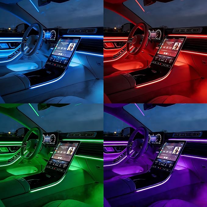 LED Lights for Car Interior - 5 in 1 Wireless Ambient Lighting Kit with 236" Fiber Optic, 16 Million Colors, APP Music Sync - Car Neon Lights for Cars, Trucks, SUVs（Cigarette）