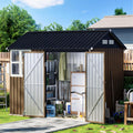 8X6FT Outdoor Steel Storage Shed with Lockable Doors, One Window,Ideal for Garden, Backyard, Patio Storage,Brown