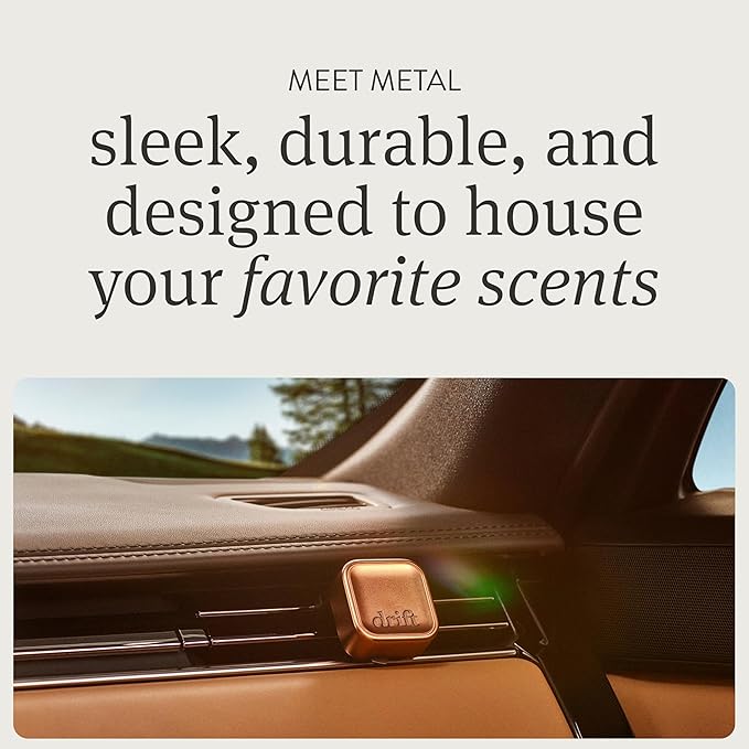 Drift Metal Vent Clip 3x Refills - Car Air Freshener - Scent Diffuser for Car - Metal Odor Eliminator - Grove