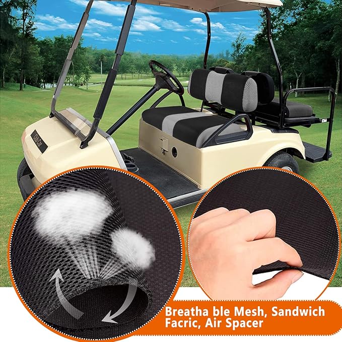 Universal DS Golf Cart Seat Covers Dress UP Older Golf Cart Durable Breathable Material Fit for Club Car DS, Easy to Install, Club CAR DS Front Seat Covers
