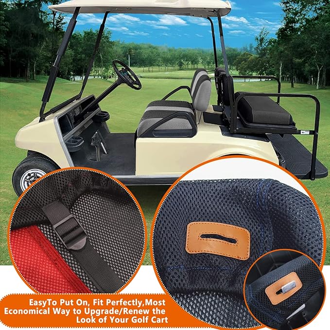 Universal DS Golf Cart Seat Covers Dress UP Older Golf Cart Durable Breathable Material Fit for Club Car DS, Easy to Install, Club CAR DS Front Seat Covers