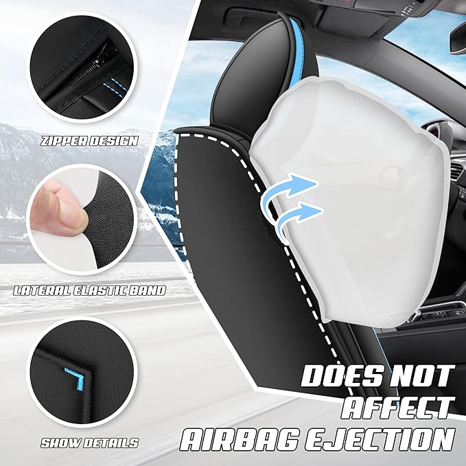 Car Seat Covers Fit for Infiniti g37 2000-2026, Stylish Sport Seat Covers, Waterproof Wear-Resistant Premium Nappa Leather Car Seat Cover.(2 Pcs Front with Pillow/Black Blue)