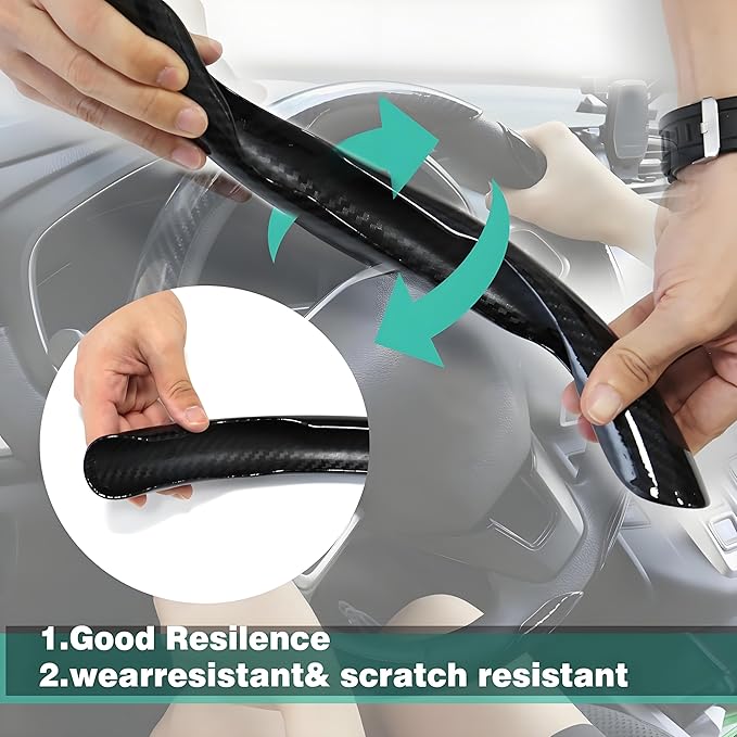 3 Pcs Carbon Fiber Car Steering Wheel Cover, Anti-Skid & Scratch-Proof,Segmented, Butterfly Thin Steering Wheel Cover Men/Women Wheel Covers Universal Fit 14.5"-16" for Cars/Truck/SUV