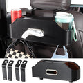 Car Rear Backseat Extra Multifunctional Drink Cup Holder Organizers with Tissue Storage Box Organizer & Hooks for Car Seat Back. imitation carbon fiber texture