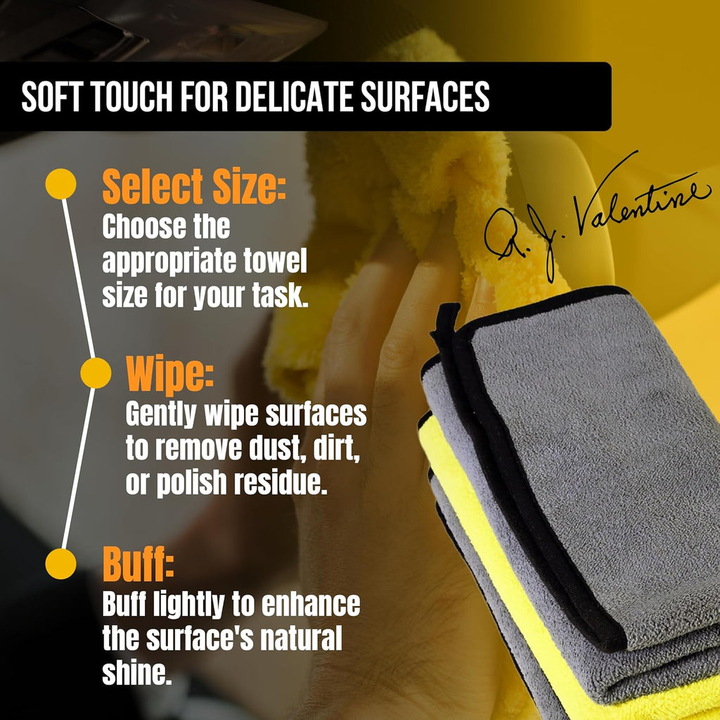 VPD Microfiber Coral Fleece Towels - Dark Yellow, Ultimate Car Drying Towels, Extra Large, Super Absorbent, Lint and Scratch Free, Perfect for Car Wax Polishing (12, 15.75" by 23.5")