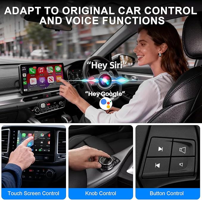 DUAIU Wireless CarPlay Adapter for iPhone & Android Auto – Mini Plug & Play Car Play No Delay, Dual-Band 2.4G/5G, Auto Reconnect, Converts Wired to Wireless for 2018+ Cars, USB-A & USB-C
