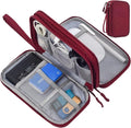 Electronics Accessories Organizer Pouch Bag, Travel Universal Organizer for Cable, Charger, Phone, SD Card, Business Travel Gadget Bag (Wine Red)