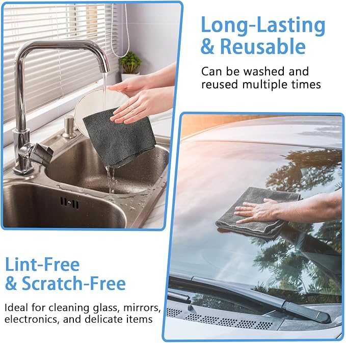 Niurewan 75 Pack Microfiber Cleaning Cloth Roll,Reusable Tear Away Microfiber Towels,Washable Ultra Absorbent Rags Drying Dishcloths for Car,Home,Garage or Shop(Grey)