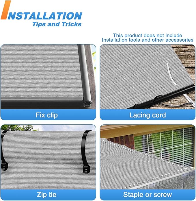 TANG Sun Shade Fabric Roll 8'x2' Shade Cloth for Garden Light Grey HDPE Mesh Shading Pergola Cover Replacement Canopy, 95% Blockage Sunshades for Outdoor Patio Backyard Plant
