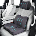 FLORICH 3 PCS Seat Cushion for Carseat Lumbar Support Pillow Car Neck Headrest Pillows Memory Foam Seat Pads Pressure Relief Back Cushion for Office Chair(Grey)