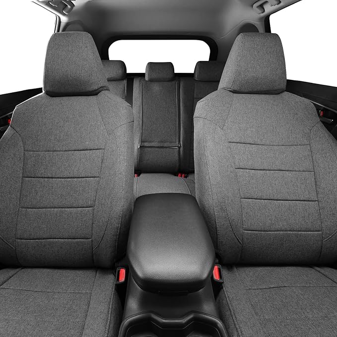 coverdream 2026 Rav4 Seat Covers Custom Fit for 2026 Toyota Rav4 Hybrid (Woodland/Limited) SUV,Full Set Polyester Car Seat Protector Grey