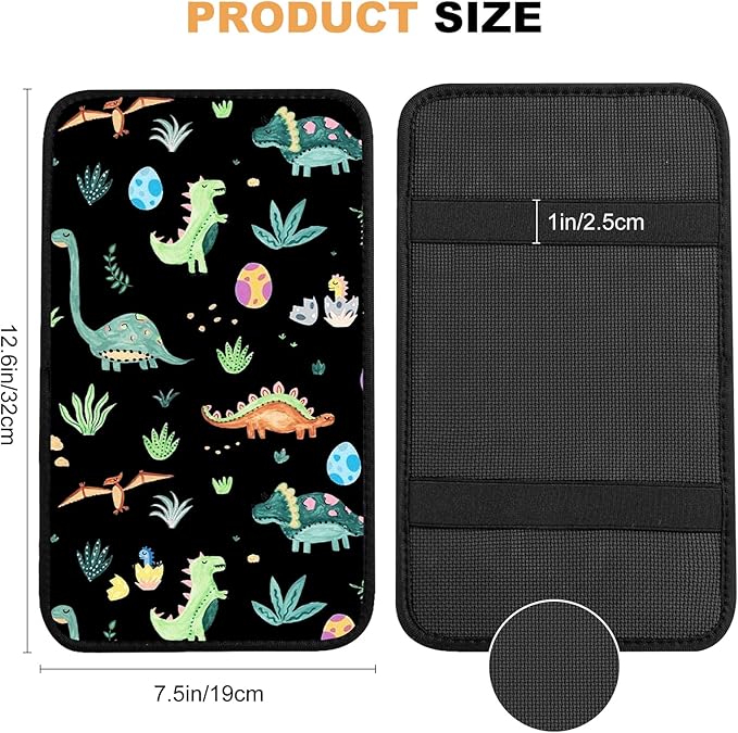 Car Armrest Box Pad,Cute Dinosaur Car Armrest Pad Car Armrest Cover Protector for Most Vehicle, SUV, Truck, Car