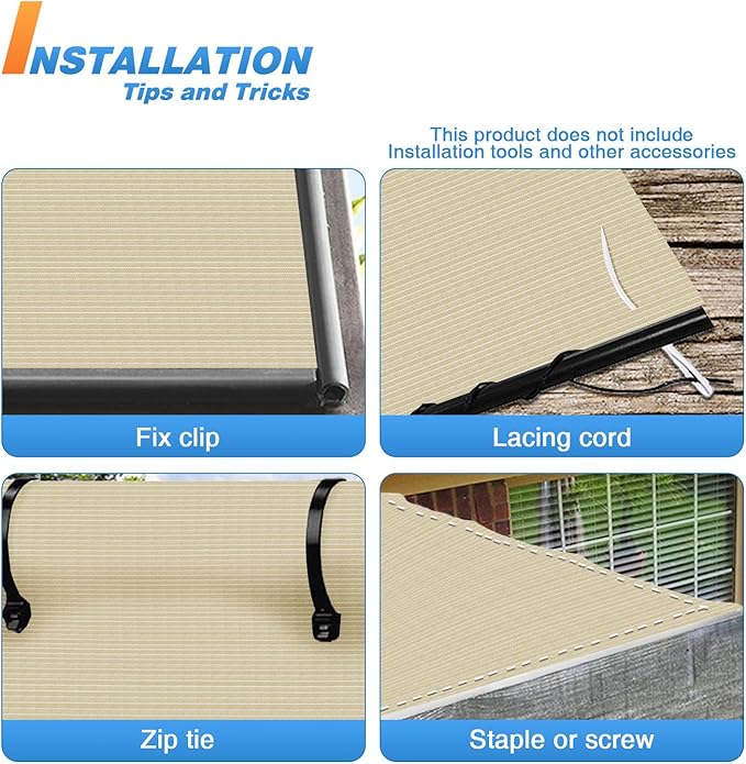 TANG Sun Shade Fabric Roll 8'x85' Shade Cloth for Garden Beige HDPE Mesh Shading Pergola Cover Replacement Canopy, 95% Blockage Sunshades for Outdoor Patio Backyard Plant
