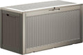 100 Gallon Lockable Resin Deck Box, Waterproof & UV-Resistant Outdoor Storage Box for Outdoor Cushion Storage, Garden Tools & Pool Accessories Storage, Gray