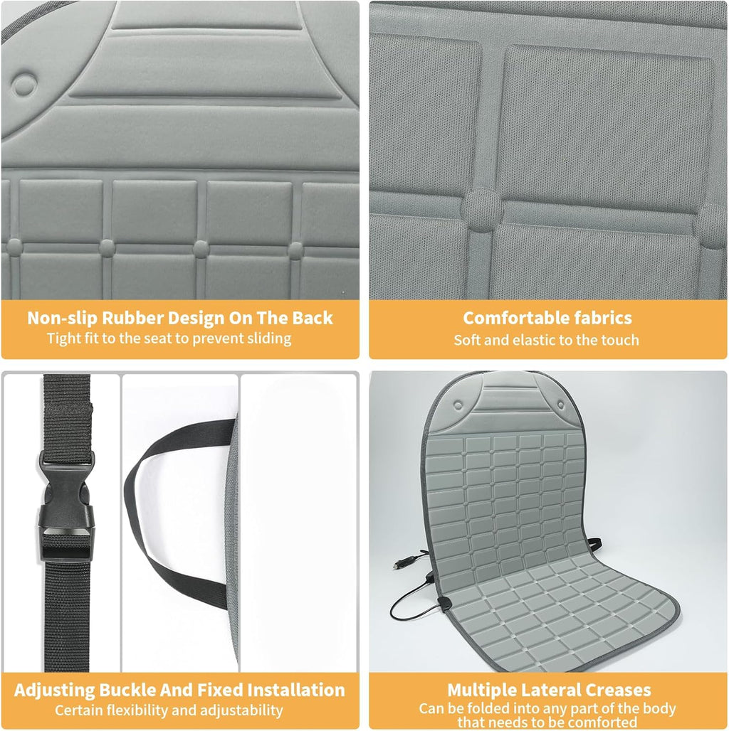 2 Pack Winter Seat Cushion - Portable Comfortable Fiber Seat Cover with Adjustable Buckle for Full Back and Seat (Gray)