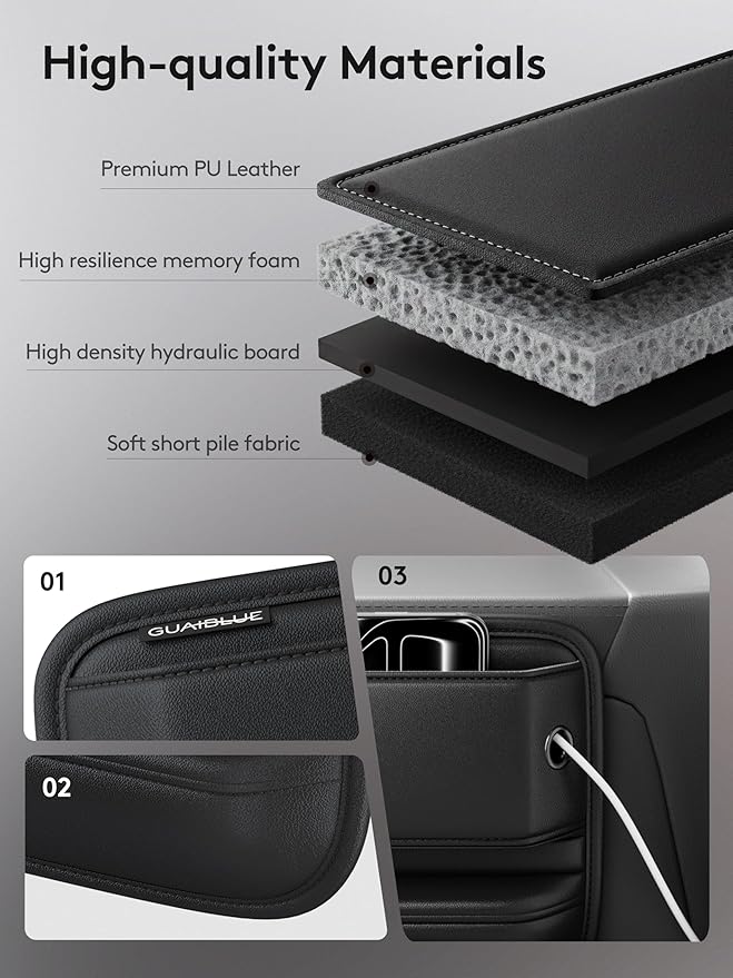 Car Seat Gap Filler with Sun Visor Organizer, Leather Seat Gap Organizer for Phone, Cards, Keys and Sunglasses, Front Seat Storage for Most Cars, SUVs and Trucks