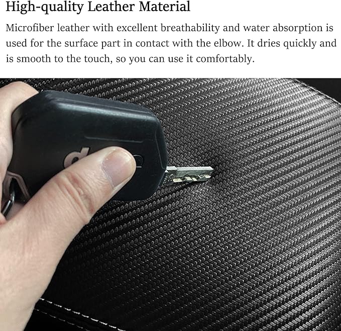 for RAM 2009-2018 Center Console Cover Anti-Scratch Waterproof Leather Armrest Pad Protector Cushion for Dodge RAM 1500 2500 3500 4500 5500 2009-2018 Interior Accessories(Carbon Fiber)