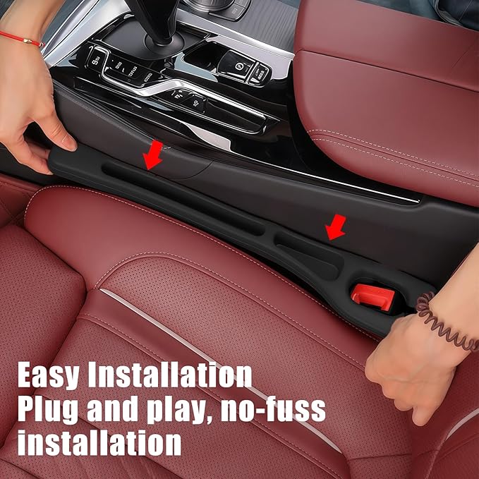 Car Seat Gap Filler Organizer 2 PCS Black Universal Seat Gap Plug Blocker Anti-Drop Console Catcher Phone Keys Storage for Car Truck SUV Auto Accessories Style3