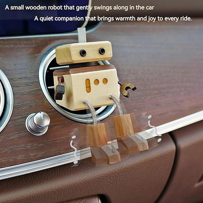 Car Air Freshener Wobbly Wooden Doll – Reusable & Refillable Linden Wood Car Diffuser Ornament, Handmade Shaking Feet Dashboard Decoration, Add Any Fragrance, 3 Scents (Lavender, Hilton & Jasmine)