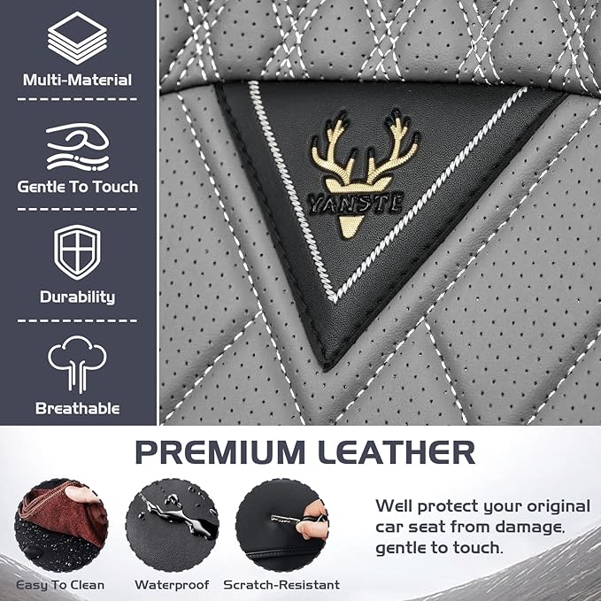Truck Seat Covers for Toyota Tundra 2008-2026, Waterproof Premium Leather Full Coverage Car Seat Cover, Muscle Sport Style Auto Interior Seat Cover Sets (Full Set/Black Gray)