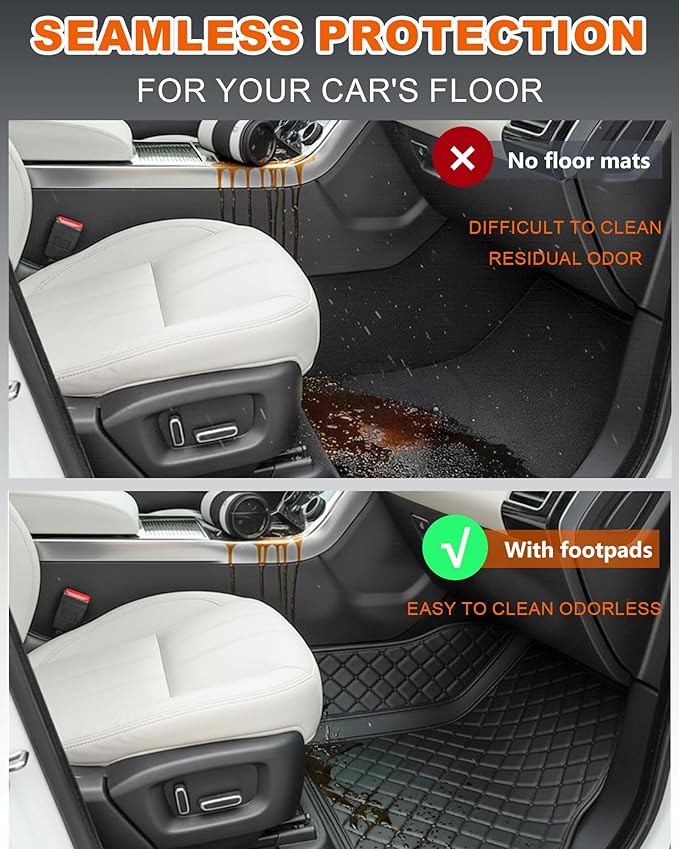 All-Weather car Floor MATS-Suitable for 99% of car Models,Leather car mat, offering Personalized Embroidery and Multiple Color Options,Provide Protection for car Rug (Beige)