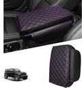 Center Console Cover for Jeep Wrangler JL 2018-2026 & Gladiator JT 2020-2026 1.2in Thickness Armrest Cover Leather Arm Rest Lid Protector Cushion Pad with Stroage Pockets Interior Accessories (Purple)