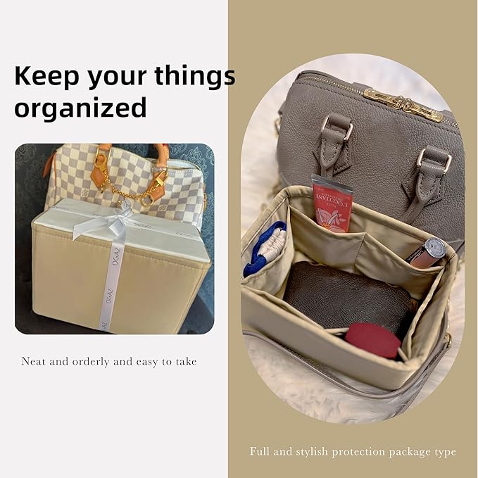 DGAZ Silk Purse Organizer Insert Fits LV Speedy 16/20/25/30/35/40/45 bags，Silky Smooth Bag Organizer，Luxury Handbag & Tote Shaper(S2 trench,SP45)