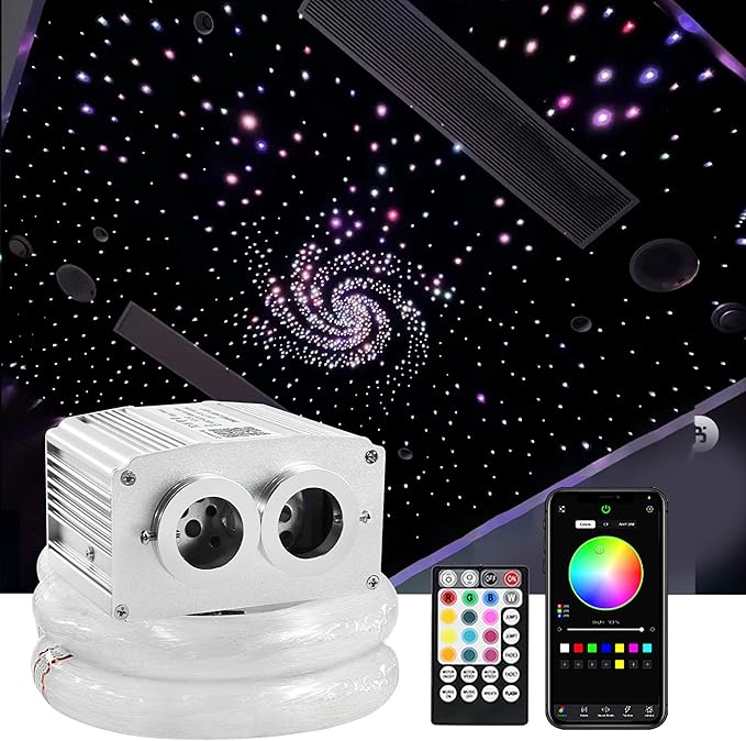 ATOKEE 16W Starlight Headliner Kit Mixed 900pcs 13.1ft, Twinkle Dual Port Fiber Optic Star Roof Lights for Car Home Use with APP/Remote Control