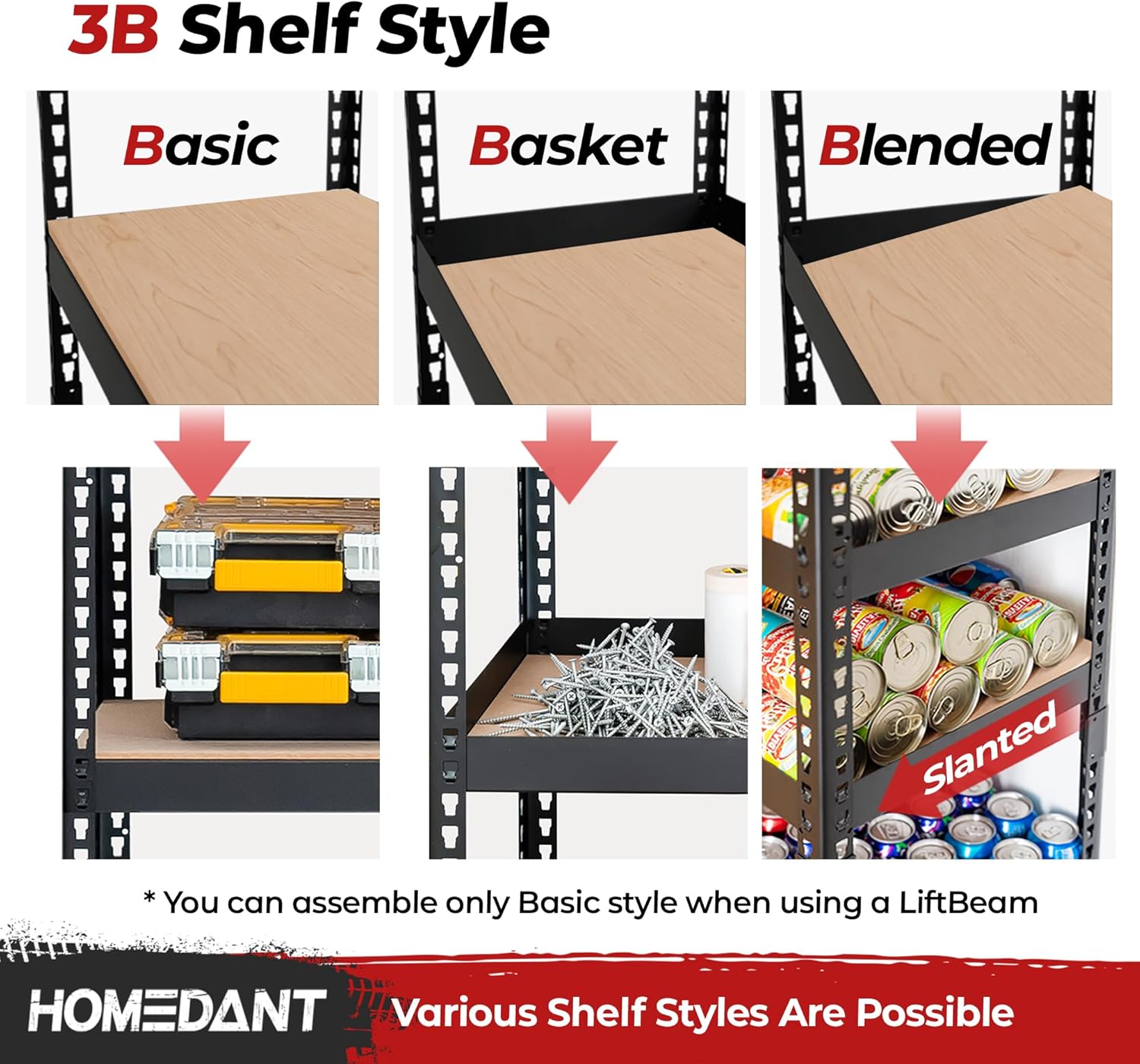 HOMEDANT 5 Tier Laminated Boltless Heavy Duty Garage Storage Adjustable Wide Size Metal Shelving Unit Utility Rack Shelves Organization Multipurpose Shelf Shed Warehouse 47.7"W x 24.1"D x 71.3"H 4Pack